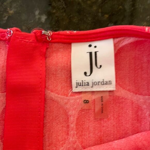 #OfficeSiren 💃 *JULIA JORDAN* Sz 8 Coral Body-con Midi DRESS - Picture 3 of 10